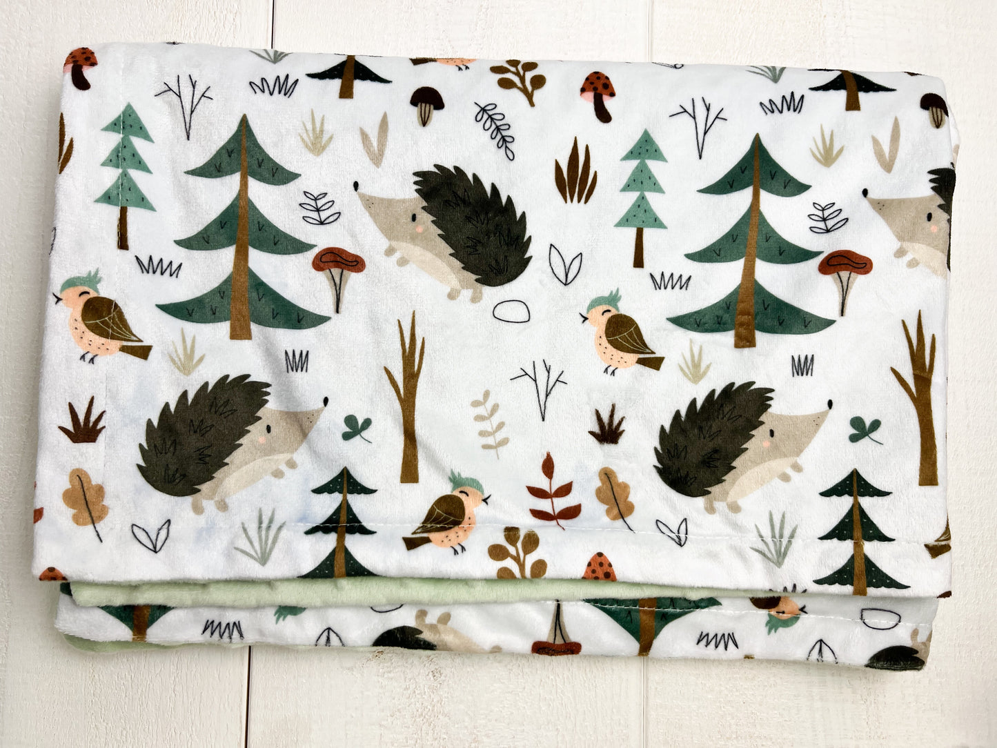 Couverture minky - Hérisson vert (Taches d'encre)