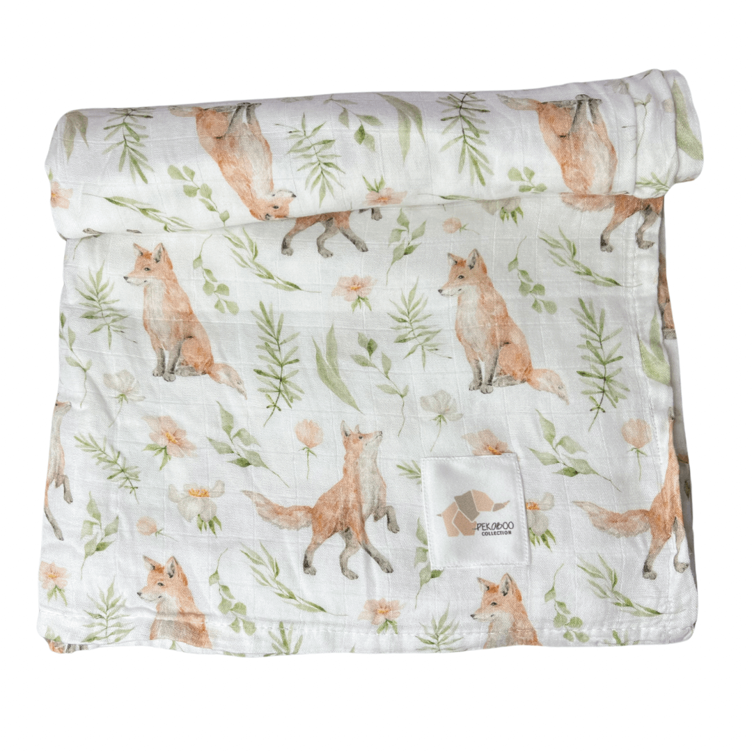 Couverture mousseline de bambou - Doux renards