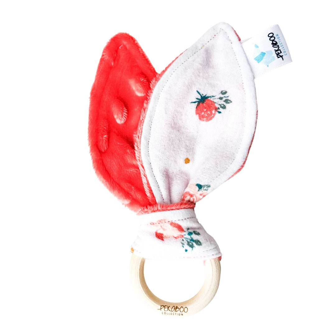 Anneau de dentition bois oreille de lapin - Peachy flower