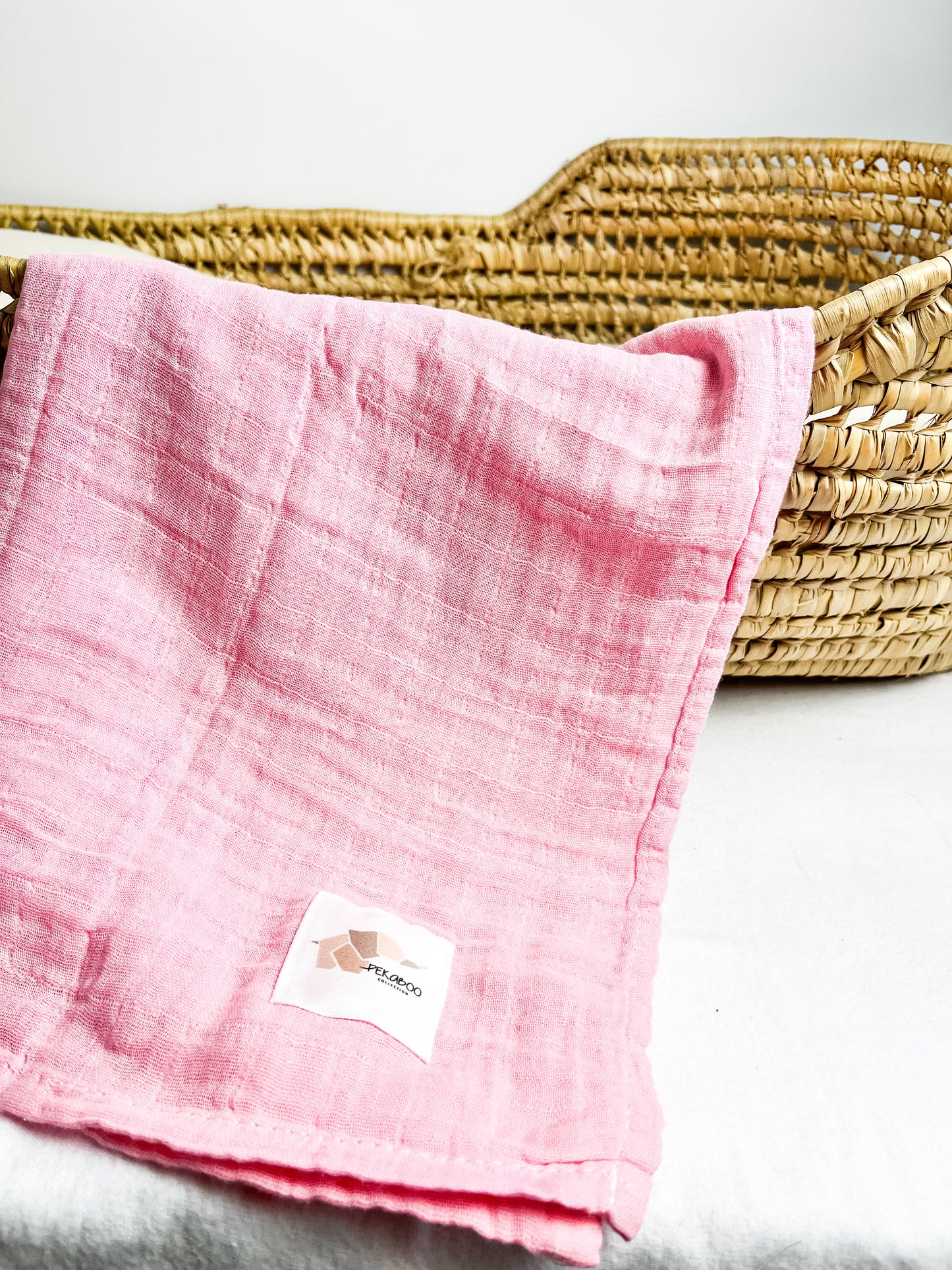 Couverture mousseline de coton - Rose bonbon