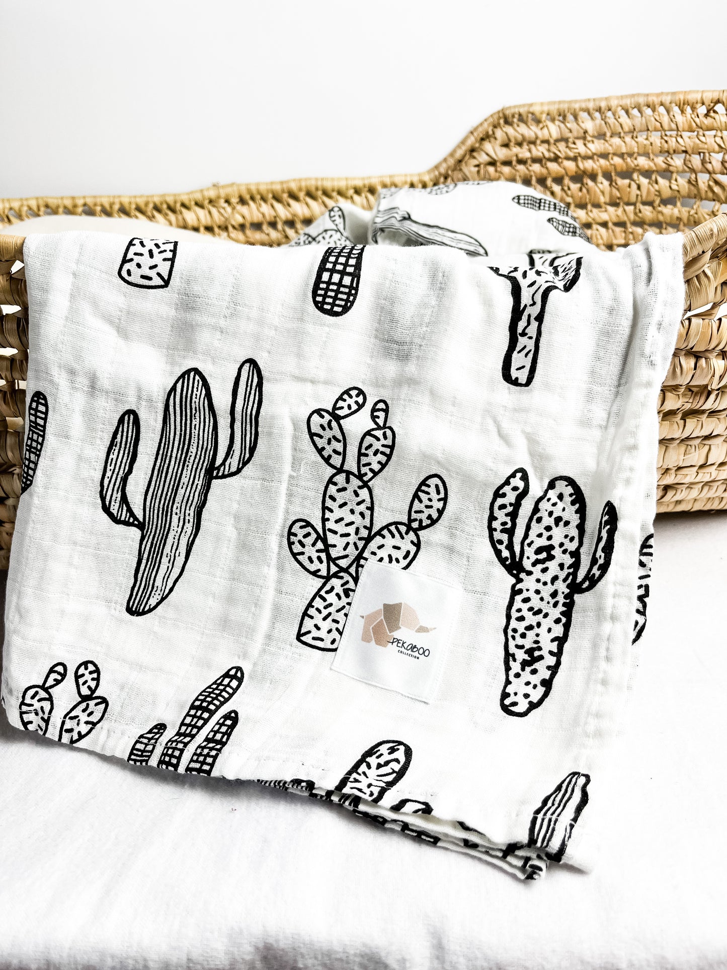 Couverture mousseline de coton - Cactus noirs