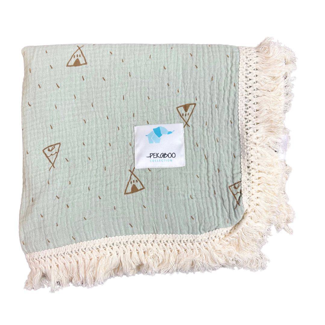 Couverture mousseline avec franges - Minis tipis
