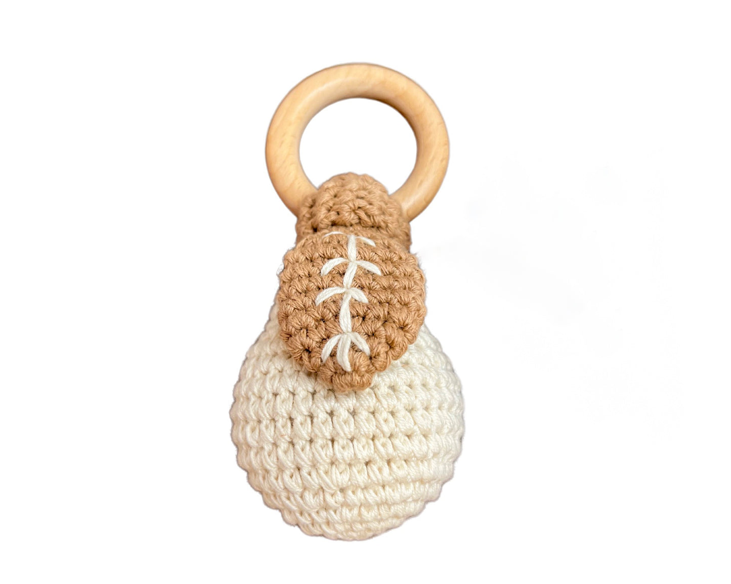 Hochet bois et crochet - Poire beige