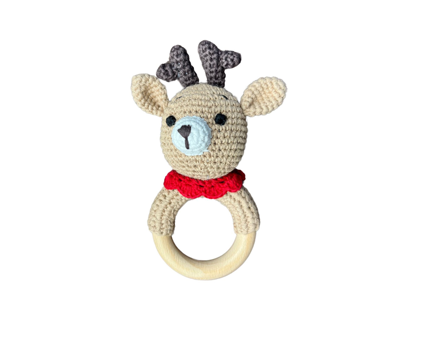 Hochet bois et crochet - Renne au nez rouge