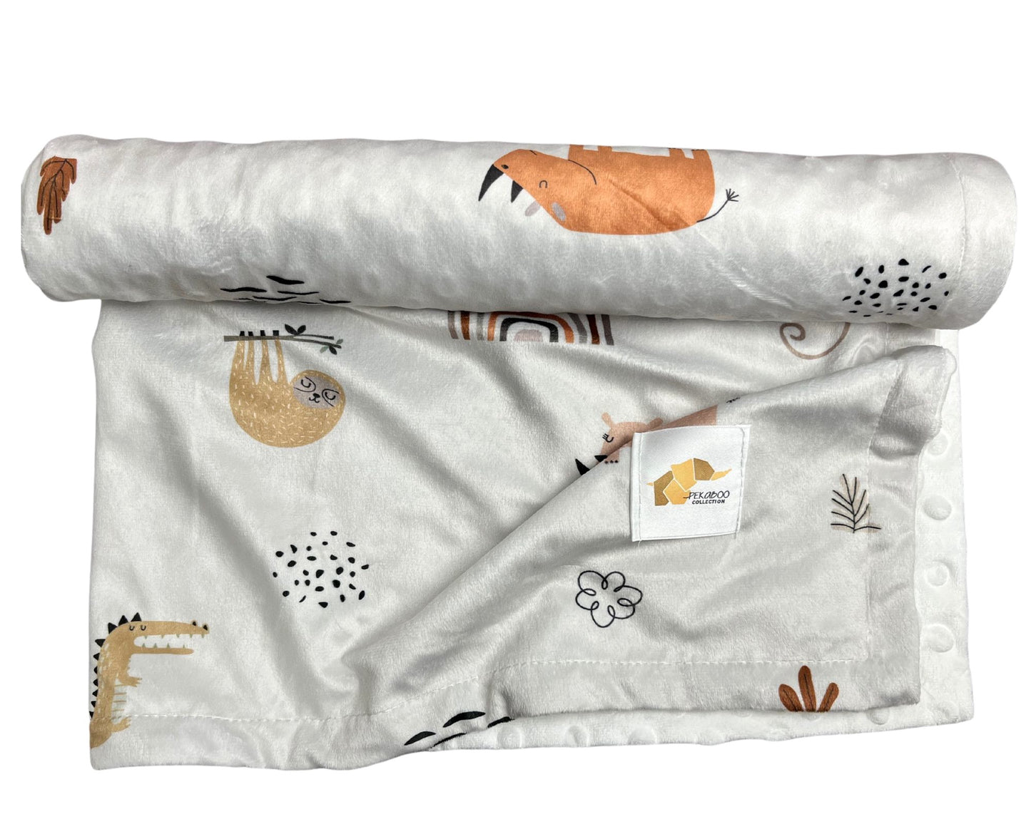 Couverture minky - Zoo rust