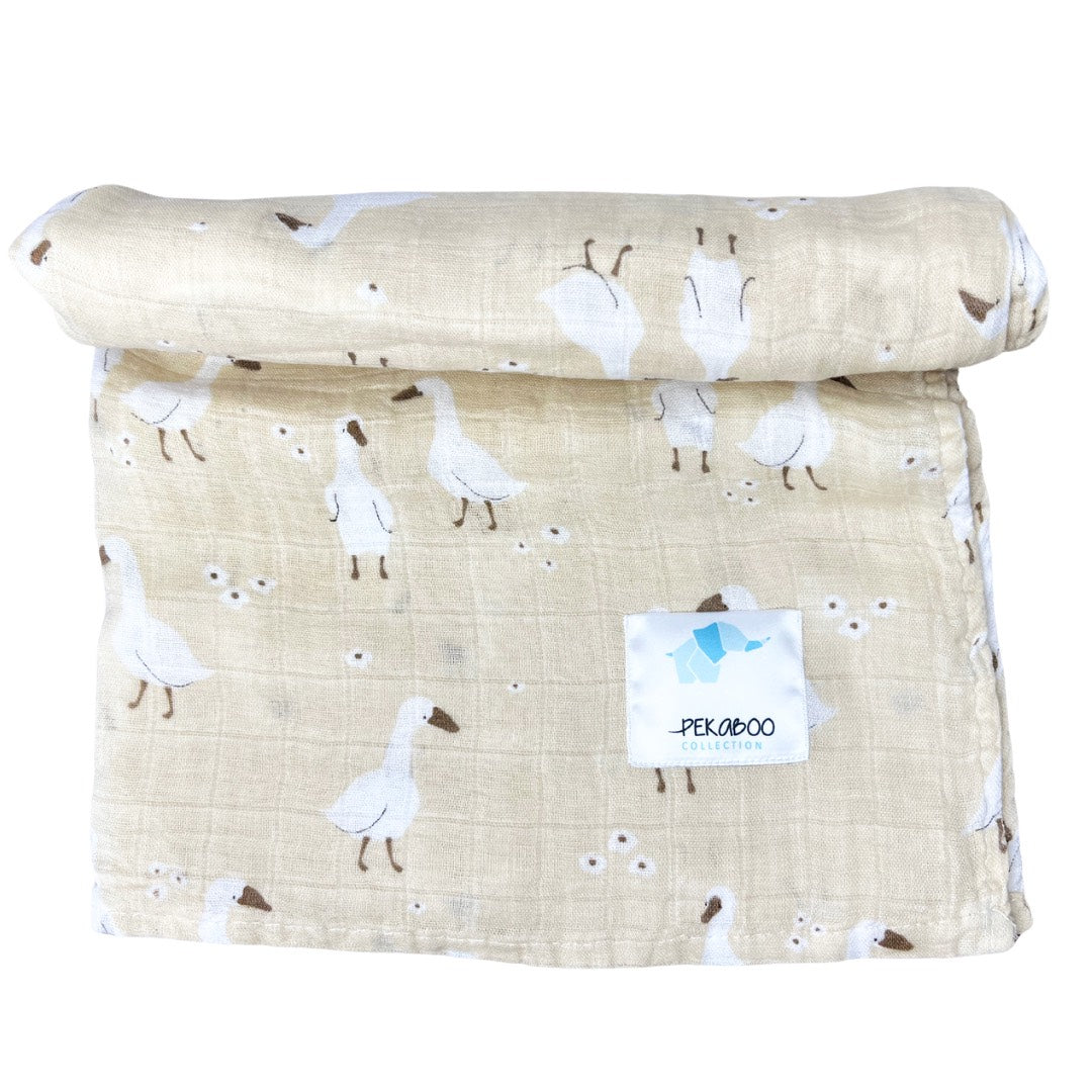 Couverture mousseline de coton - Petites oies