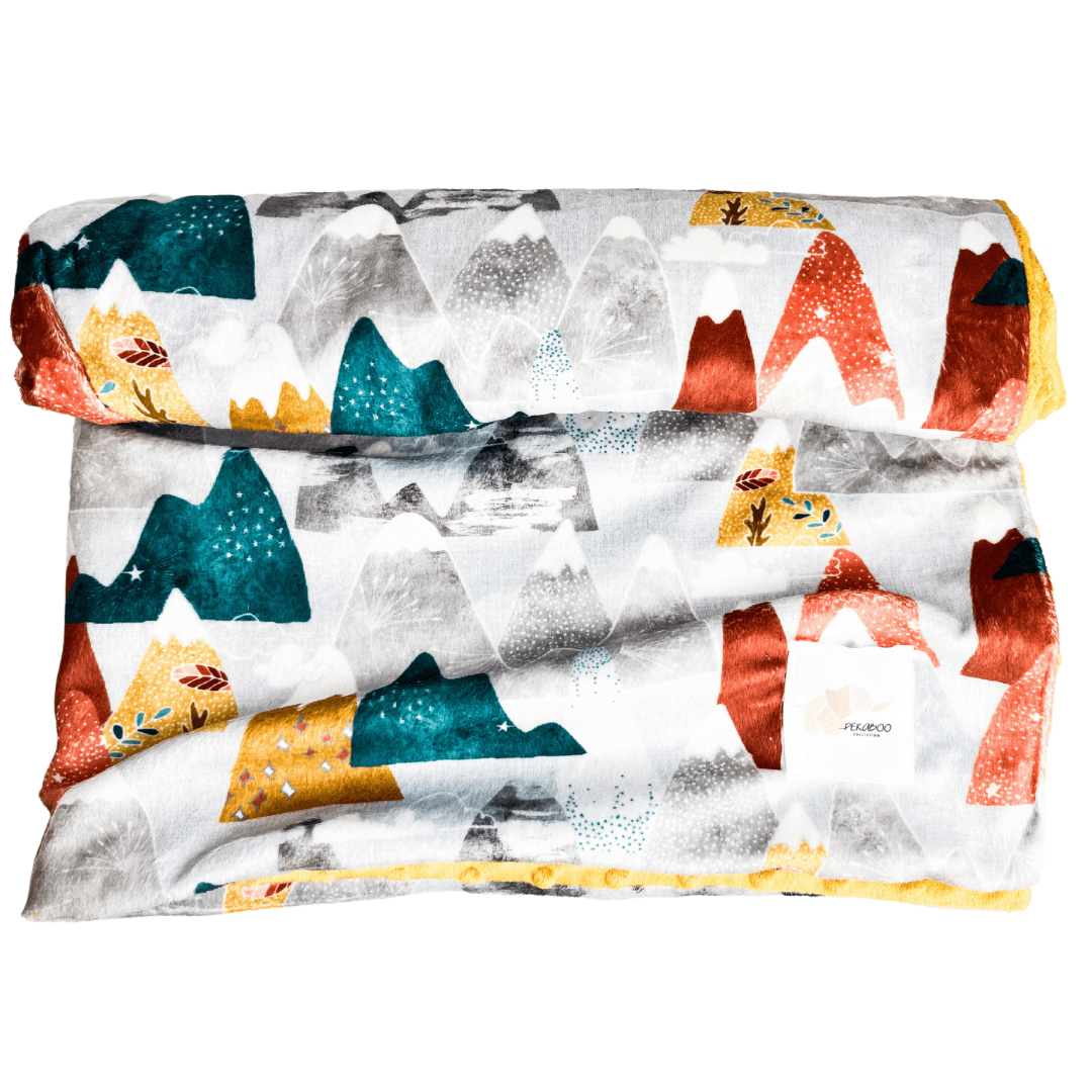Couverture minky - Montagnes hivernales