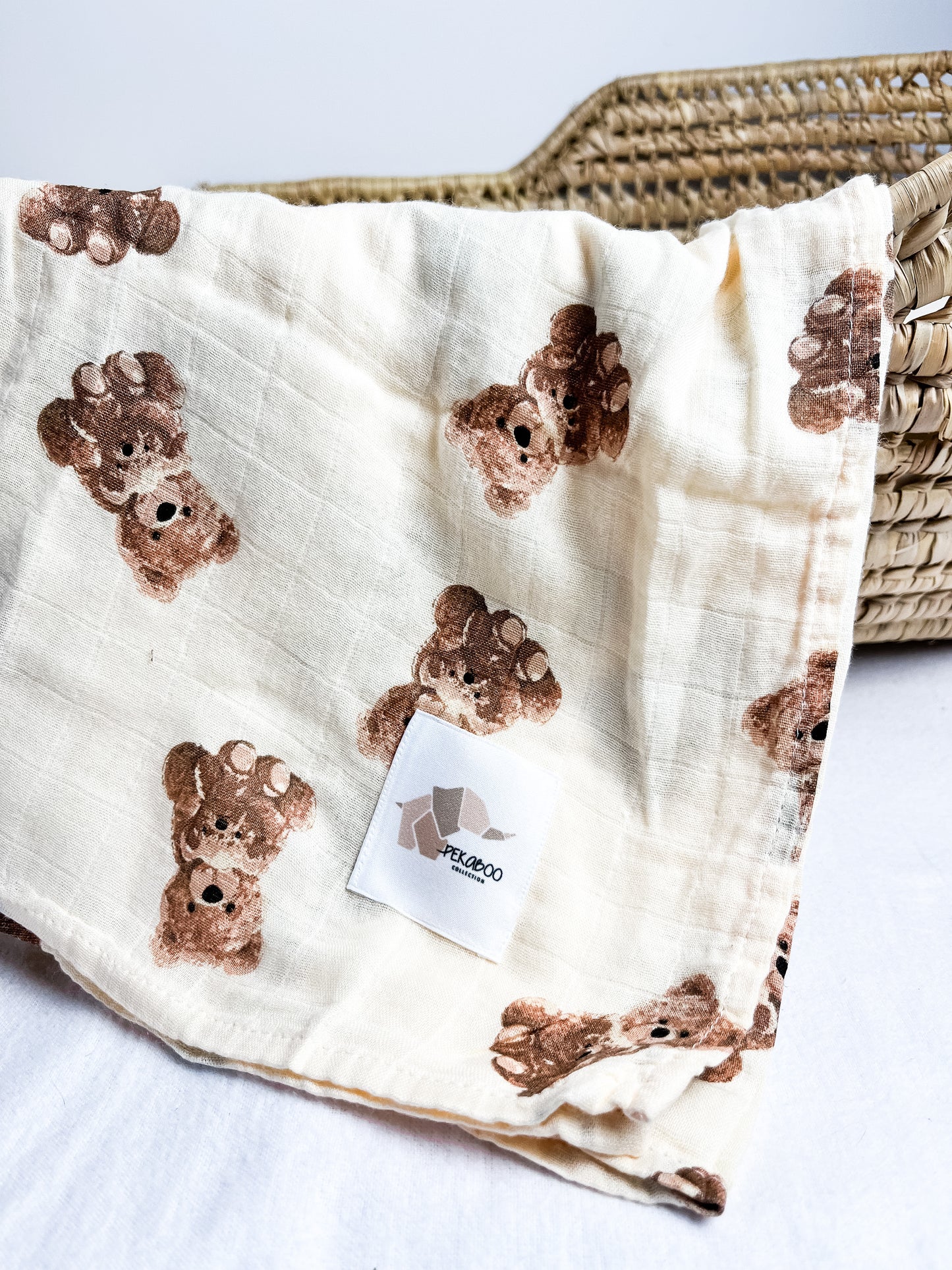 Couverture mousseline de bambou - Ourson beige