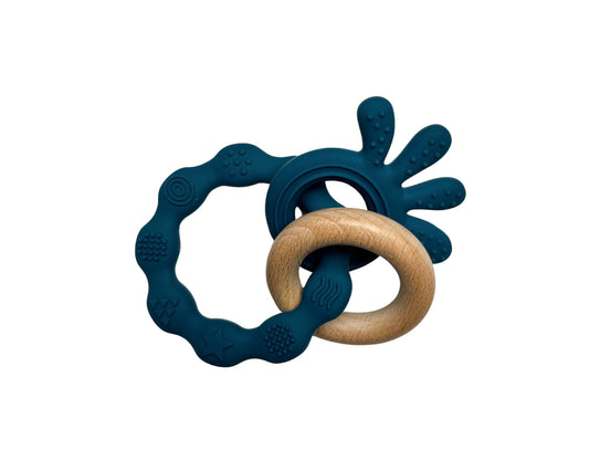 Jouet de dentition bois - Bois & pieuvre emeraude