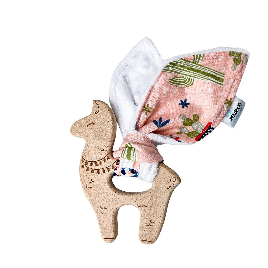 Anneau de dentition bois oreille de lapin - Lamas peachy