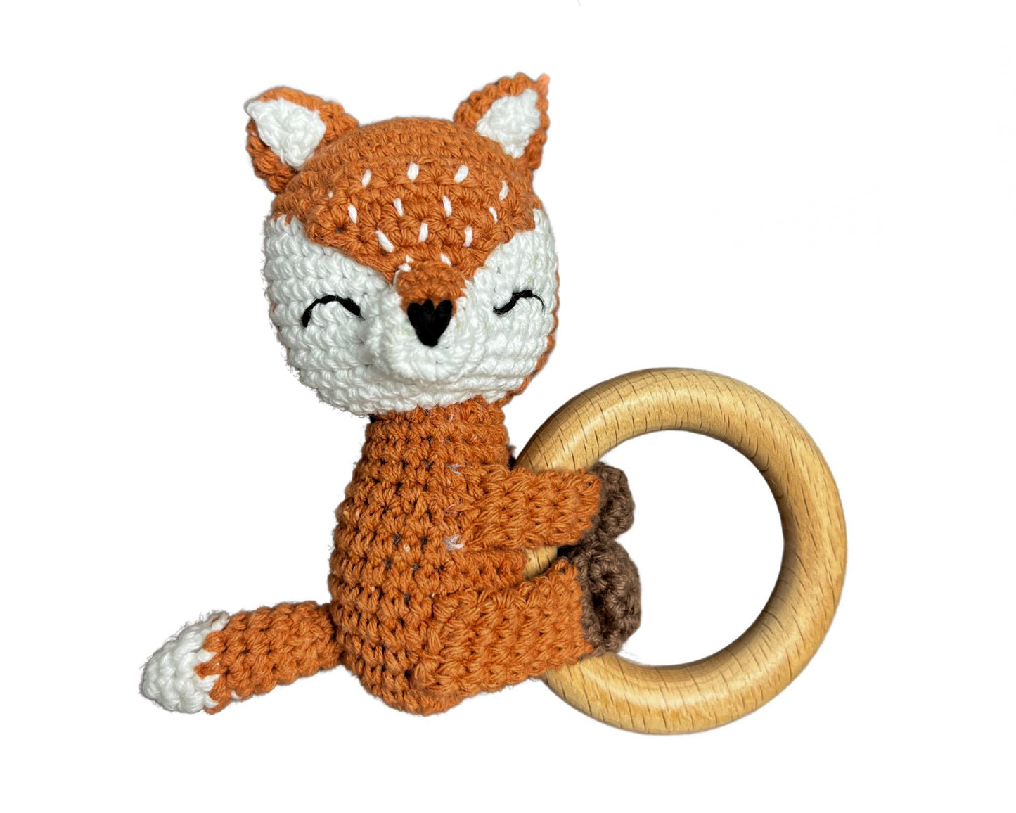 Hochet bois et crochet - Petit renard rouille