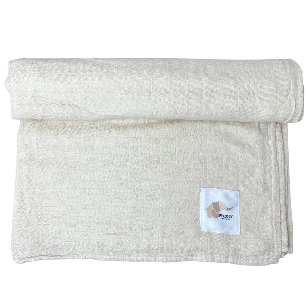 Couverture mousseline de bambou - Beige foncé