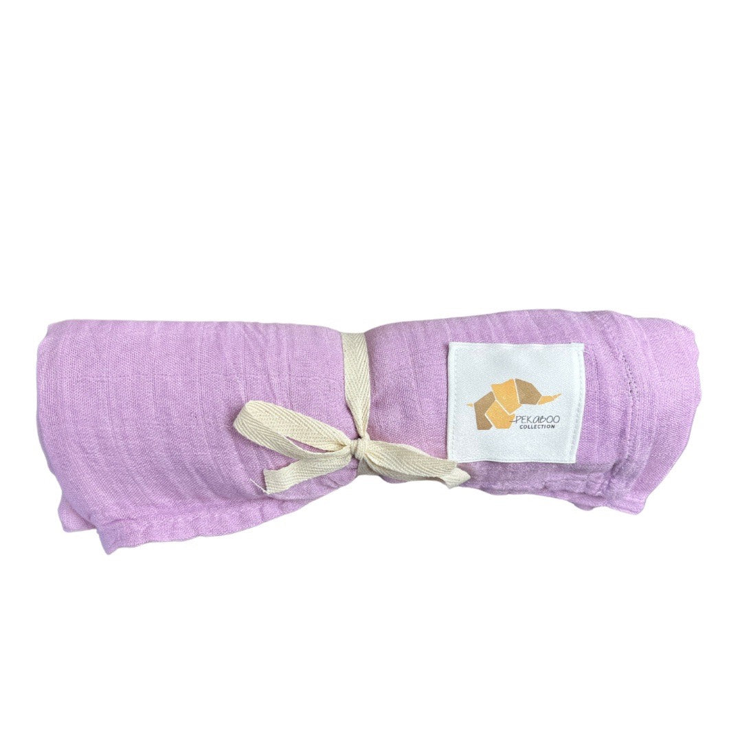 Couverture mousseline de bambou - Mauve uni