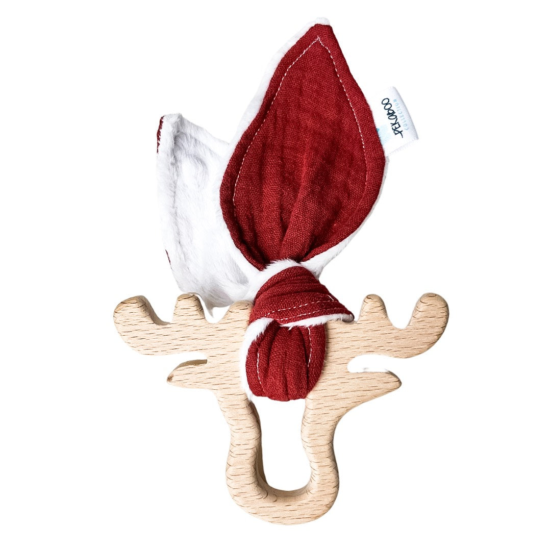 Anneau de dentition bois oreille de lapin - Uni rouille