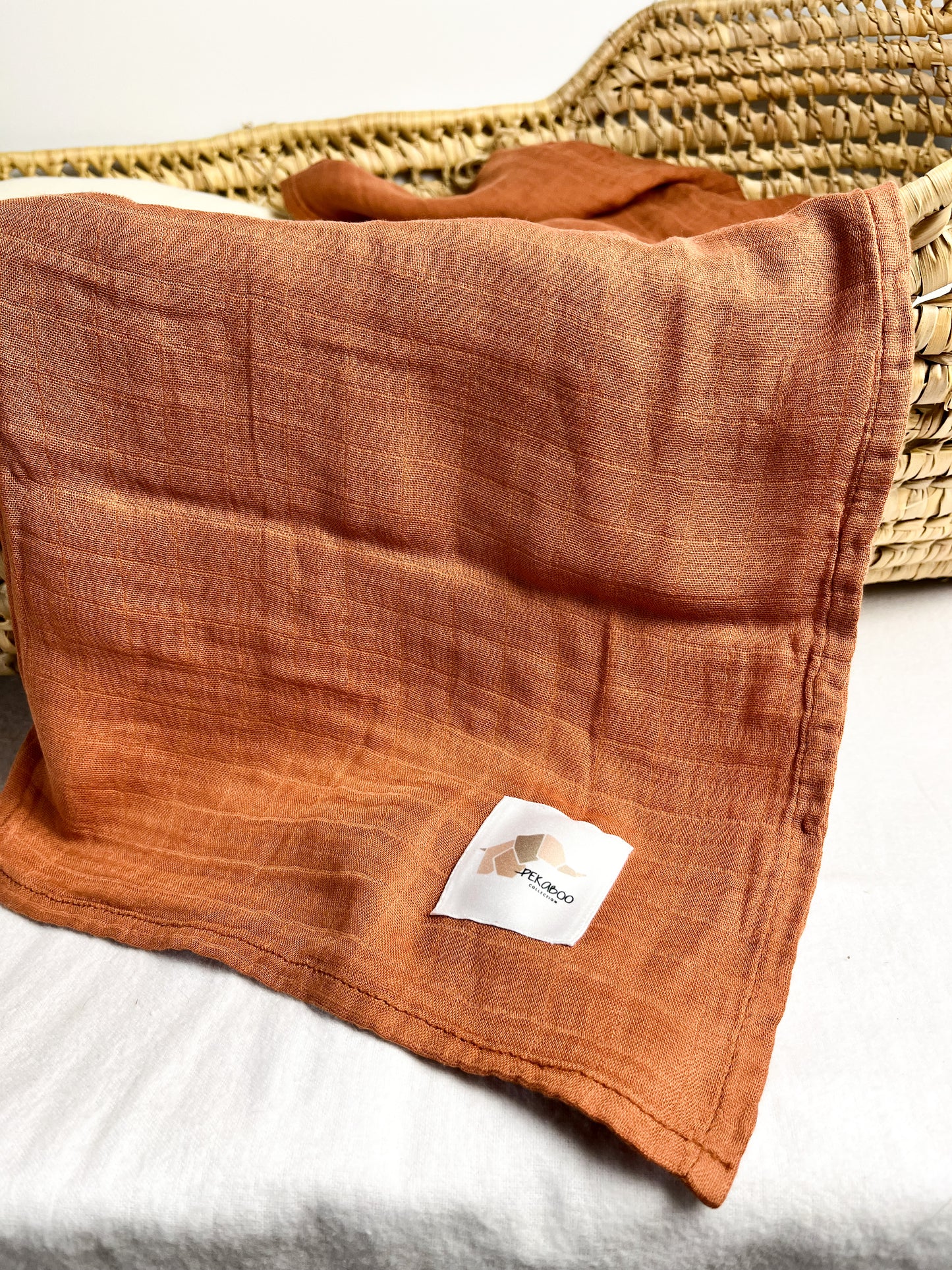 Couverture mousseline de bambou - Rouille foncé