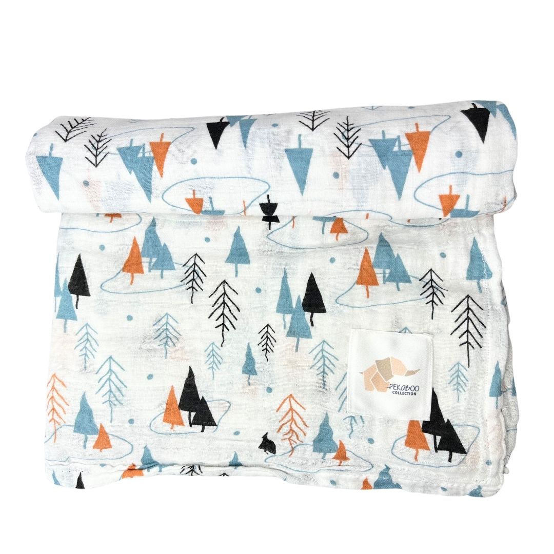 Couverture mousseline de coton - Sapins