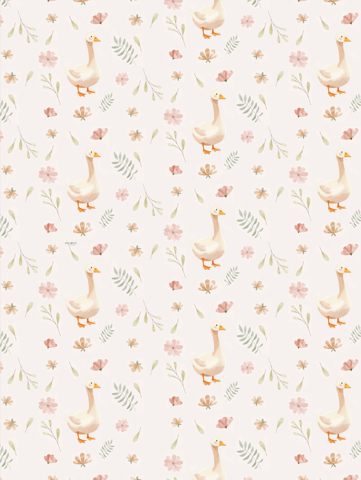 Couverture minky - Oies fleuri pastel rose et rust