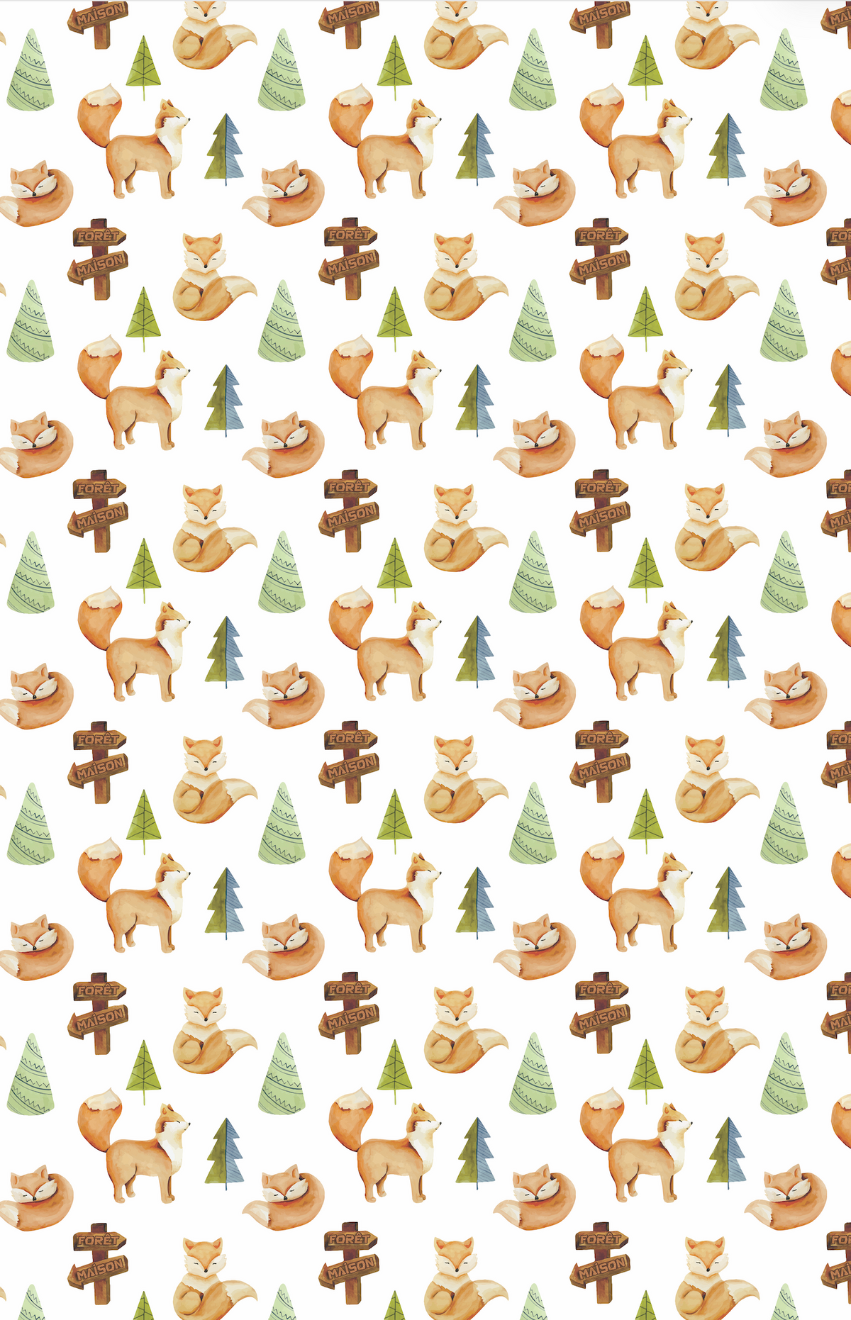 Couverture minky - Renards forêt maison