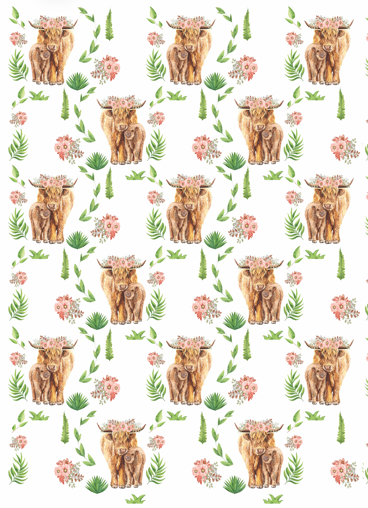Couverture magiks - Vaches highlands fond blanc