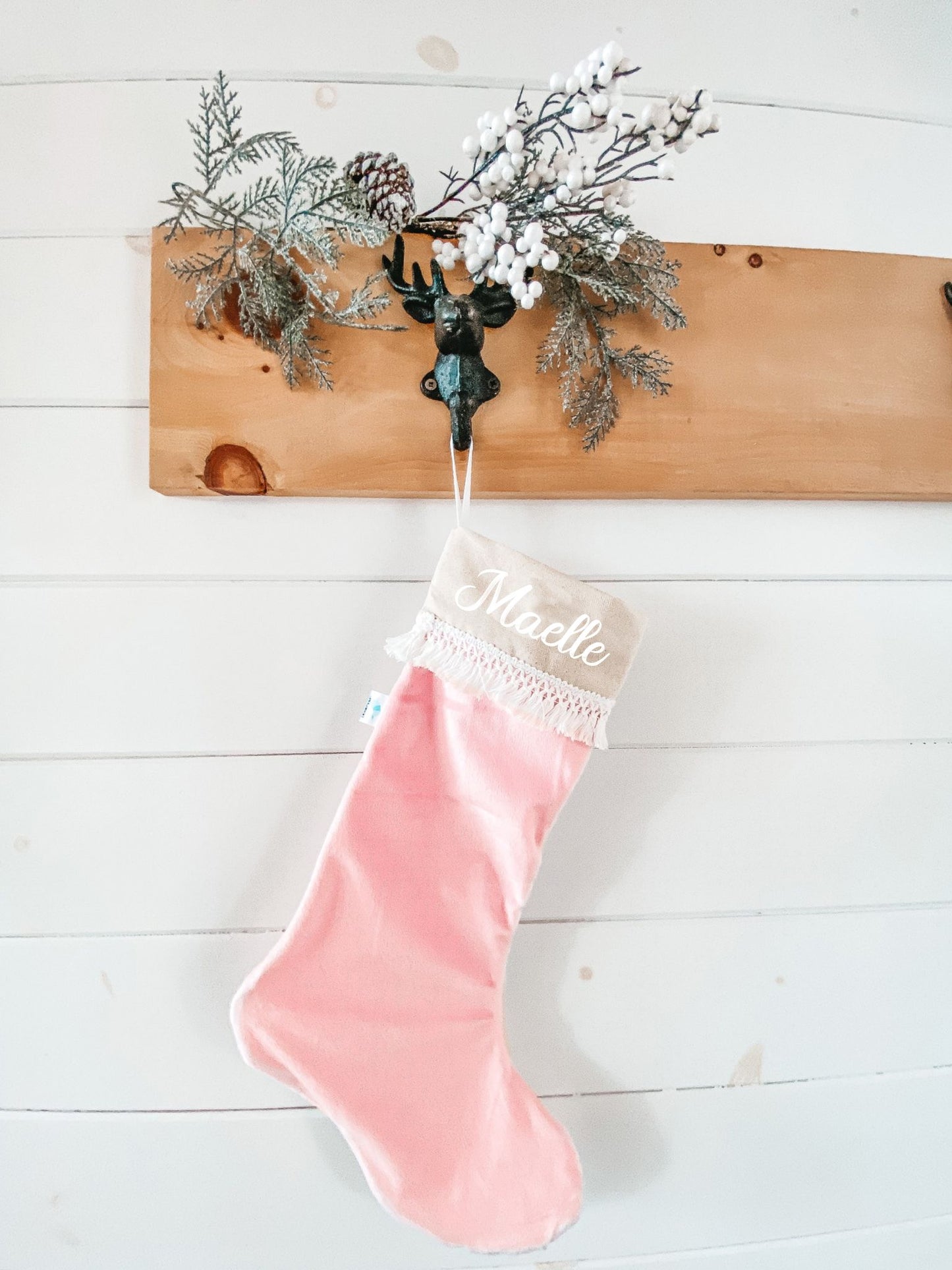 Bas de noël personnalisé - Uni rose