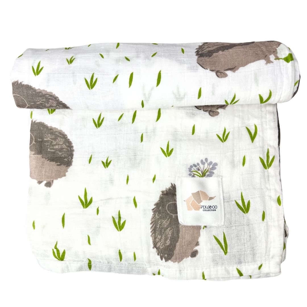 Couverture mousseline de coton - Hérisson