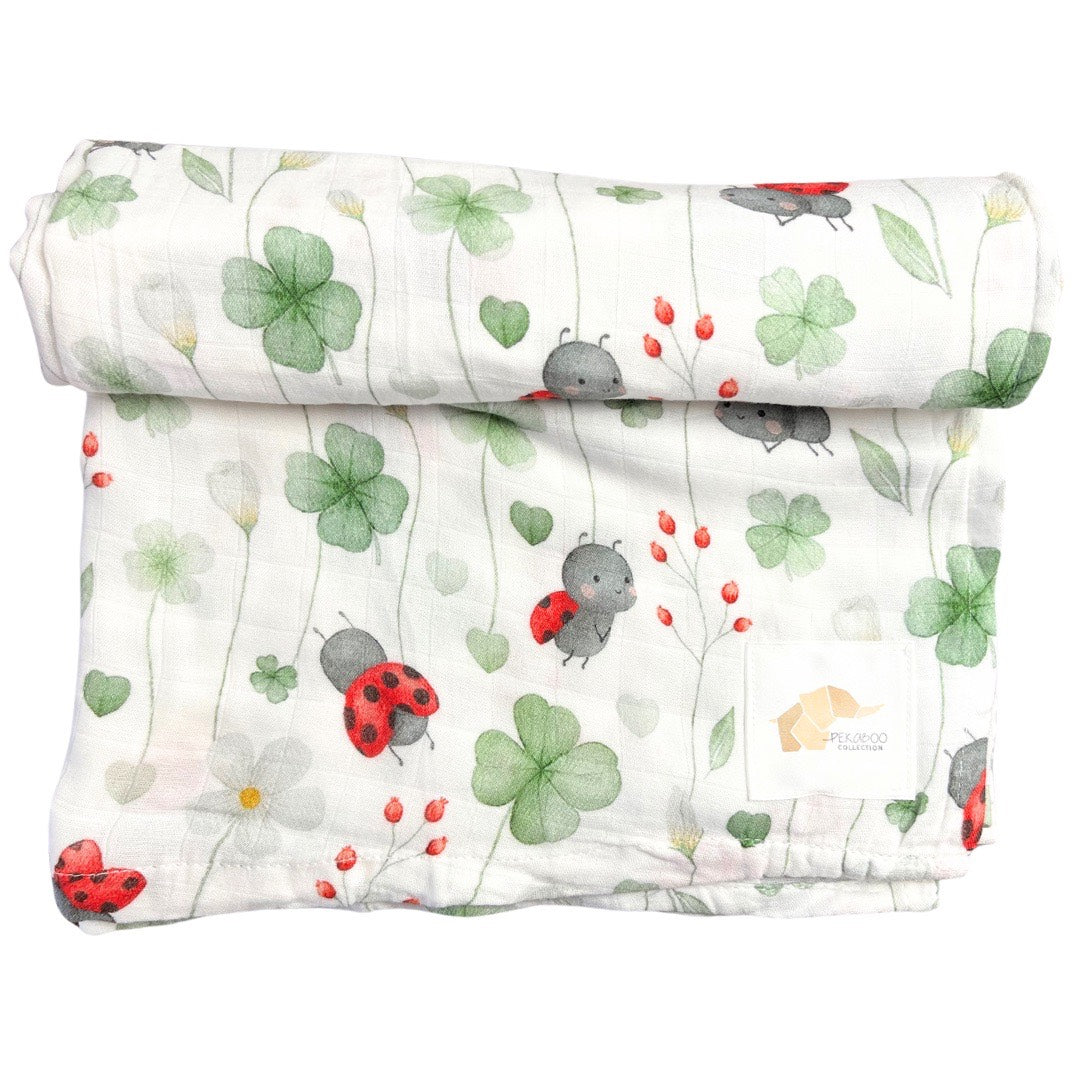 Couverture mousseline de bambou - Coccinelles