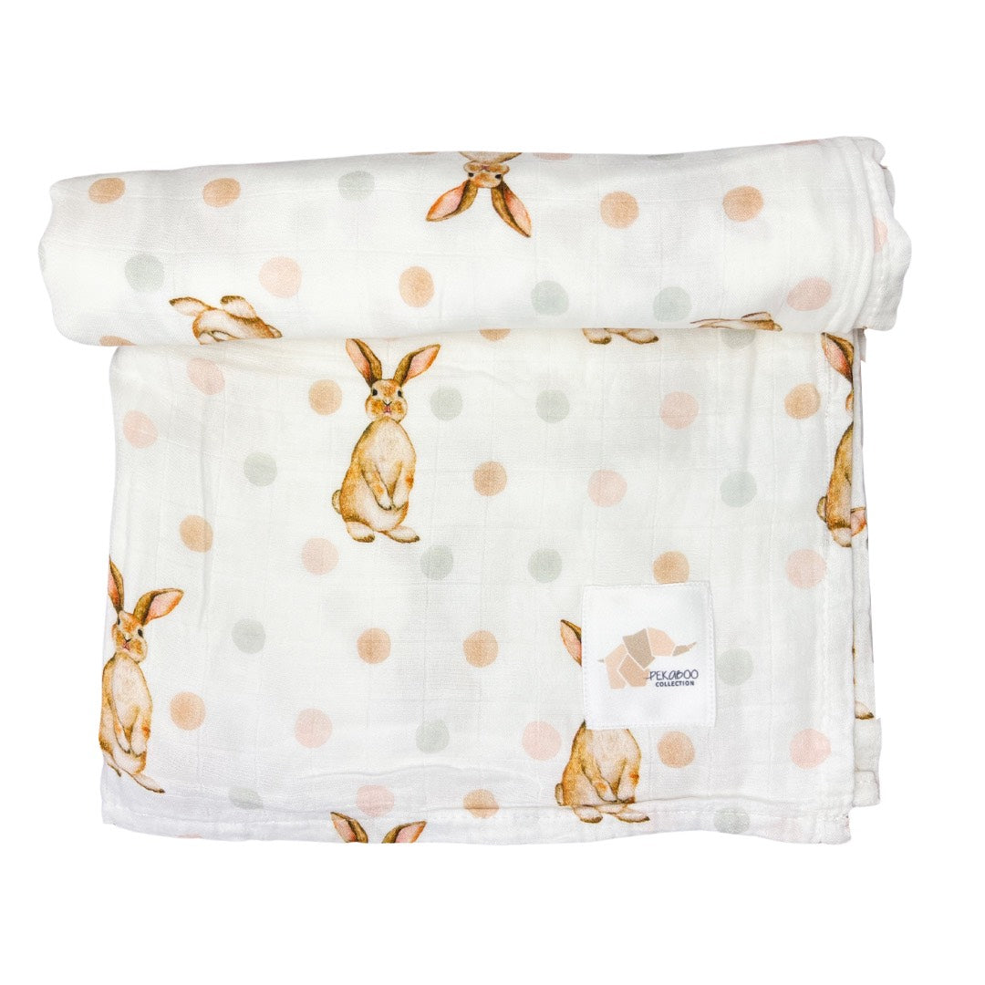 Couverture mousseline de bambou - Lapins
