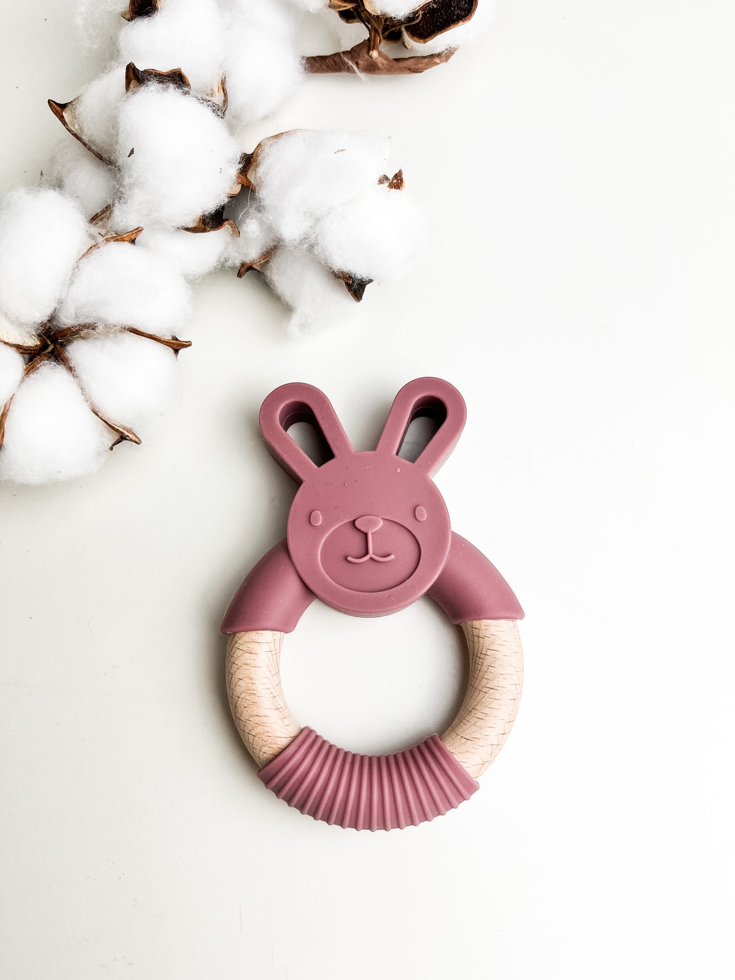 Jouet de dentition - Anneau bois lapin heather