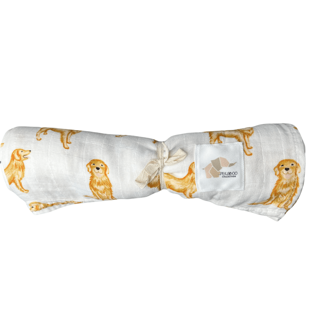 Couverture mousseline de bambou - Chien golden