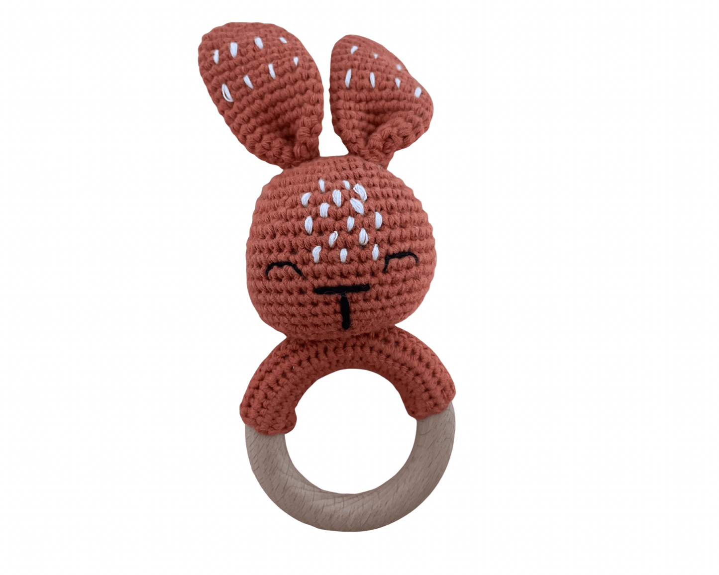 Hochet bois et crochet - Lapin rouille