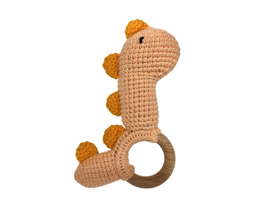 Hochet bois et crochet - Dino ensoleillé