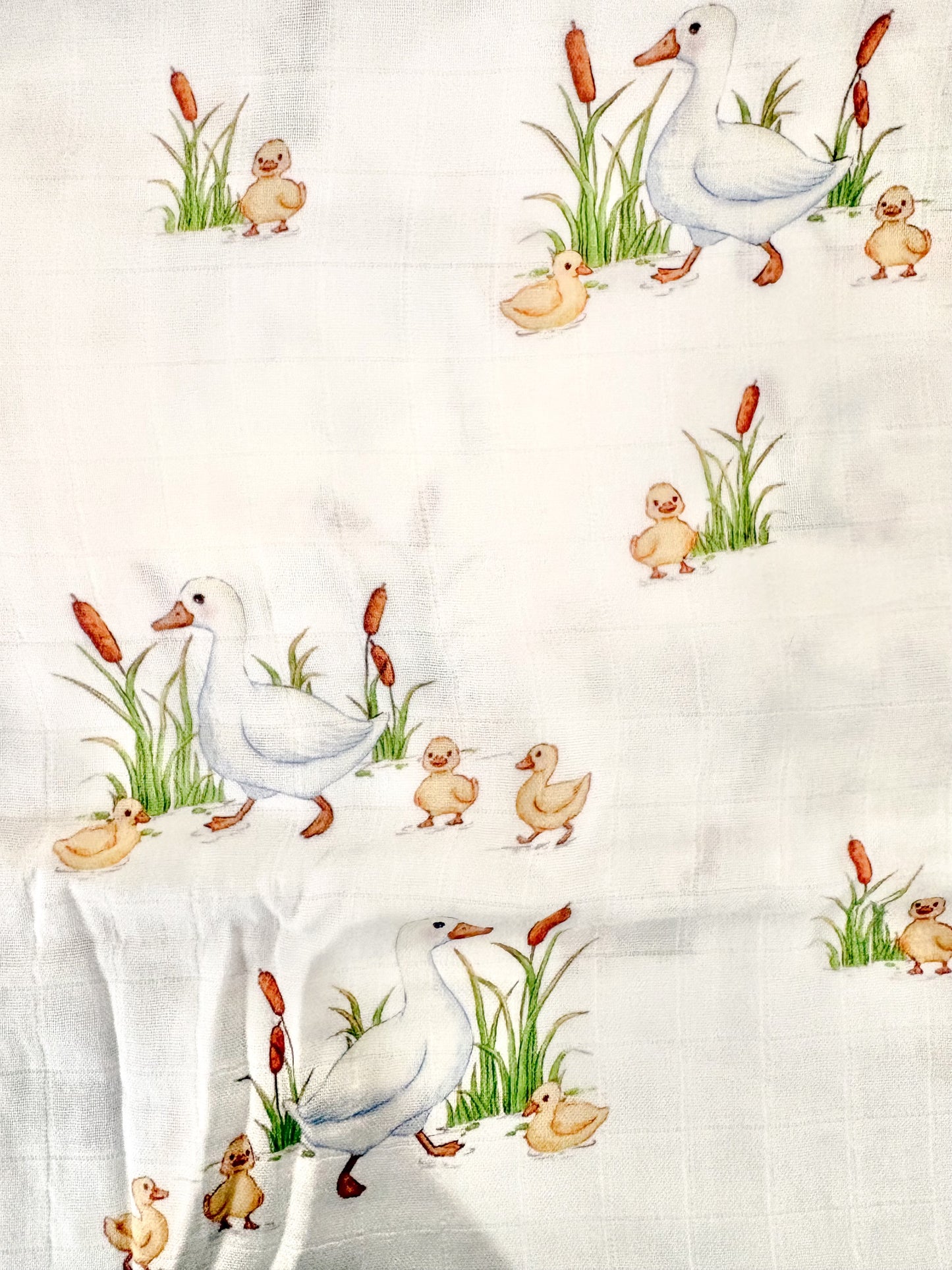 Couverture mousseline de bambou - Cygne et quenouille