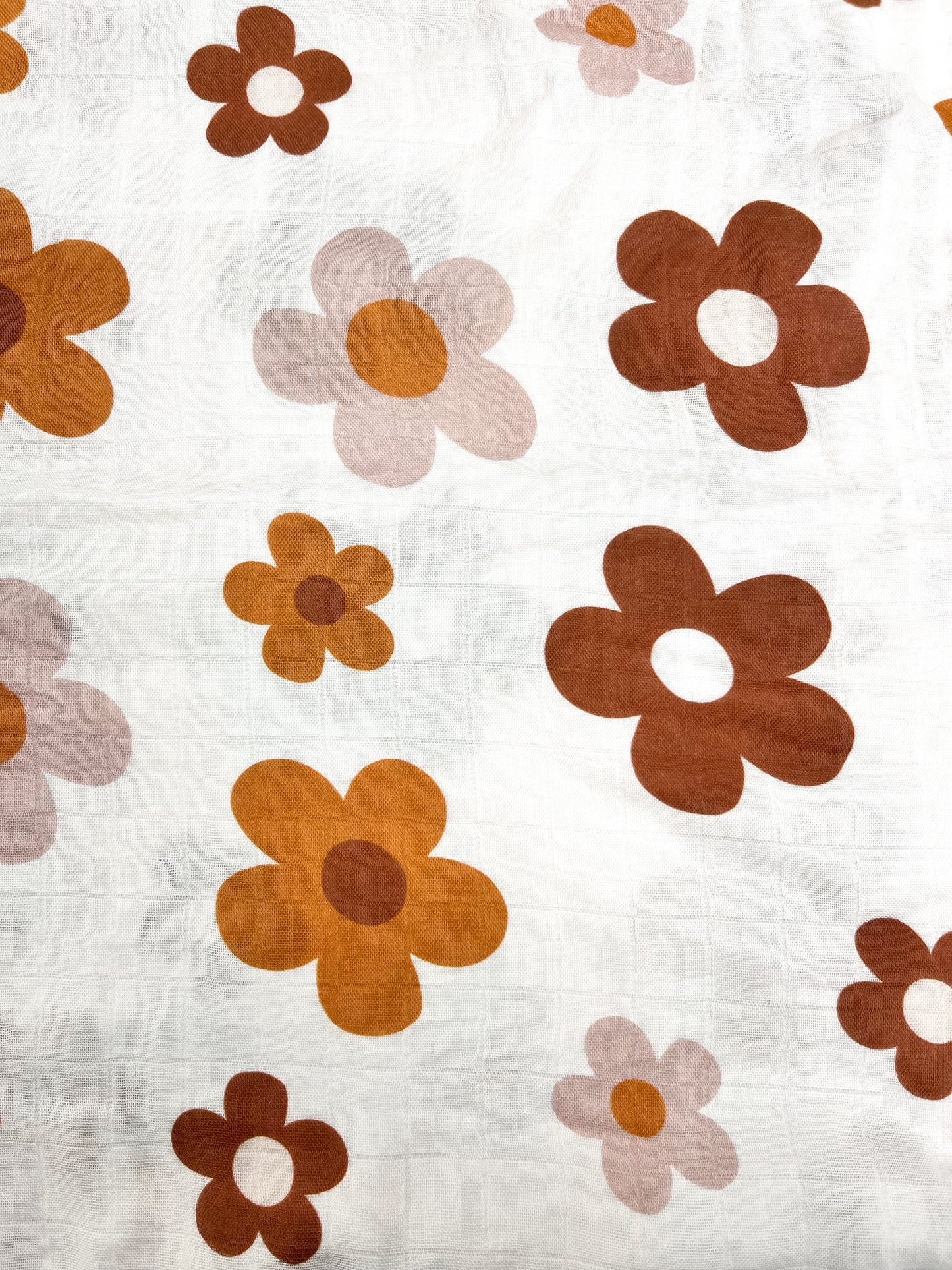 Couverture mousseline de bambou - Fleurs bohème rust