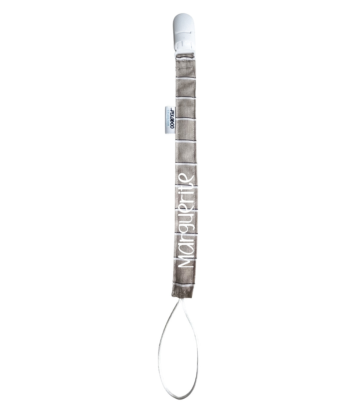 Attache-suce personnalisé - Ligné beige (Blanc)