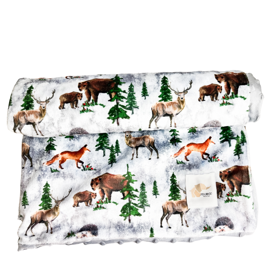 Couverture minky - Forêt d’animaux