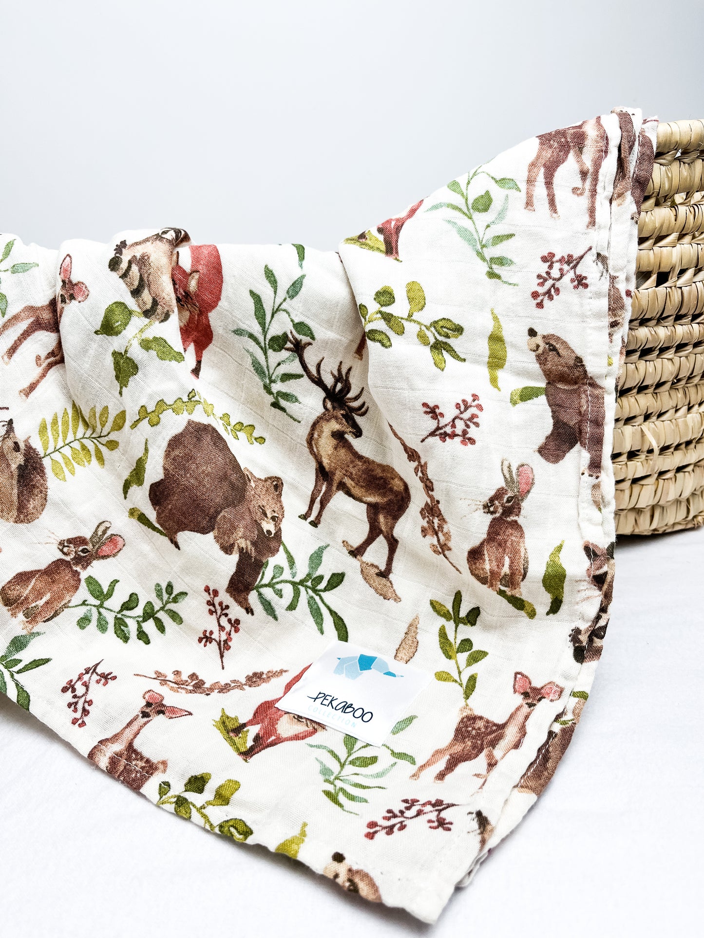 Couverture mousseline de bambou - Animaux brun