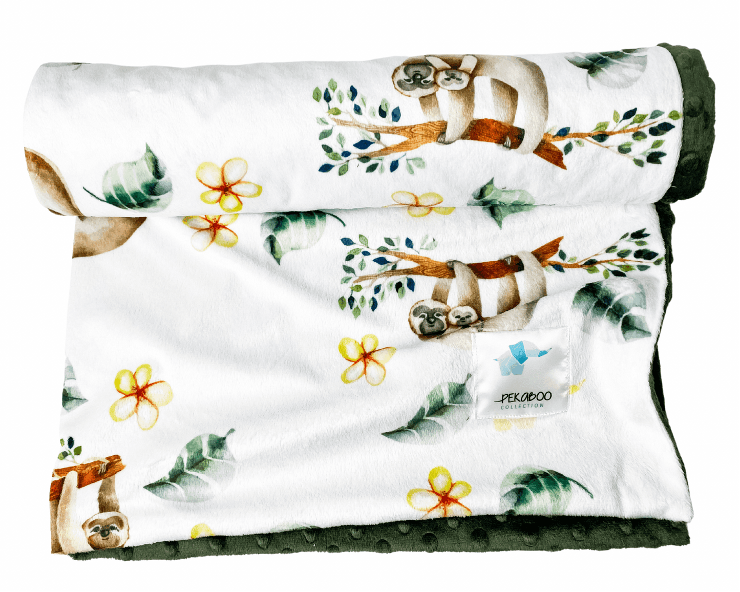 Couverture minky - Paresseux vert