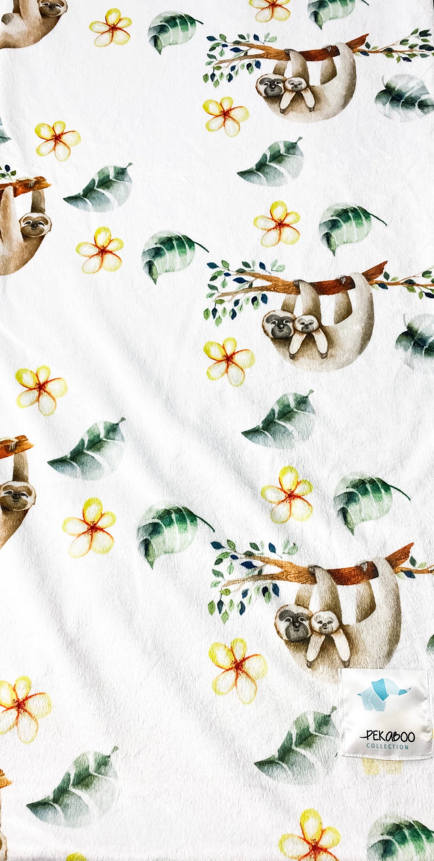 Couverture minky - Paresseux vert