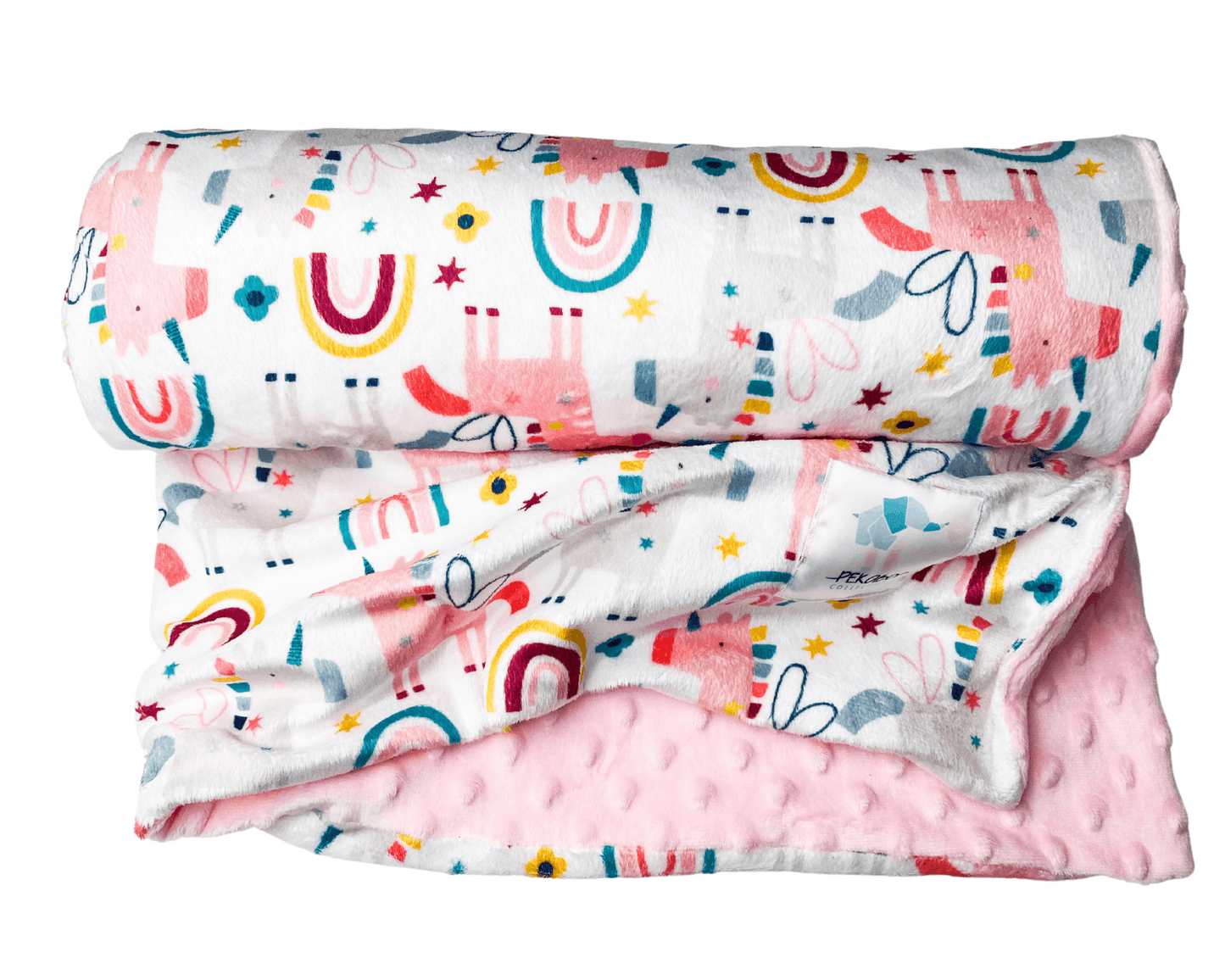Couverture minky - Licornes arc-en-ciel