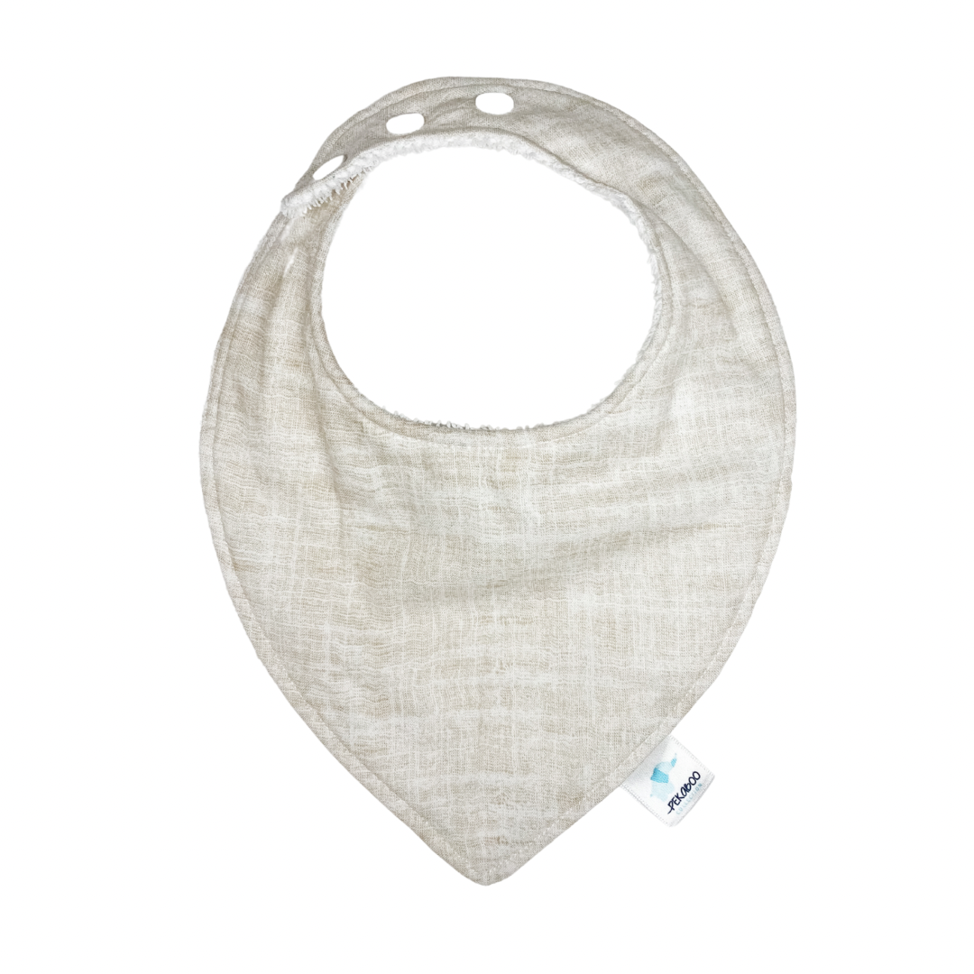 Bavoir - Beige et blanc