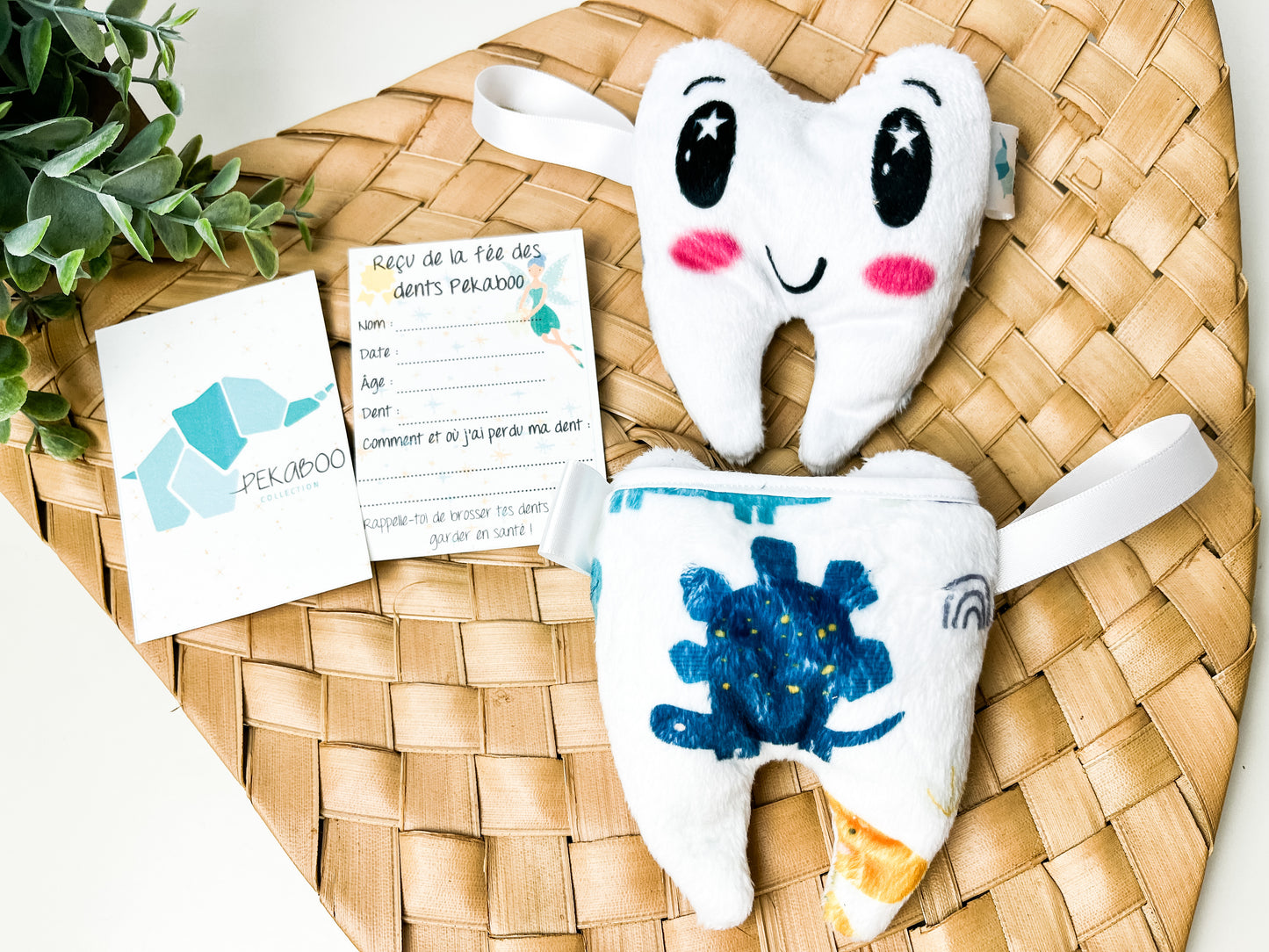 Pochette à dents - Dino marine et moutarde