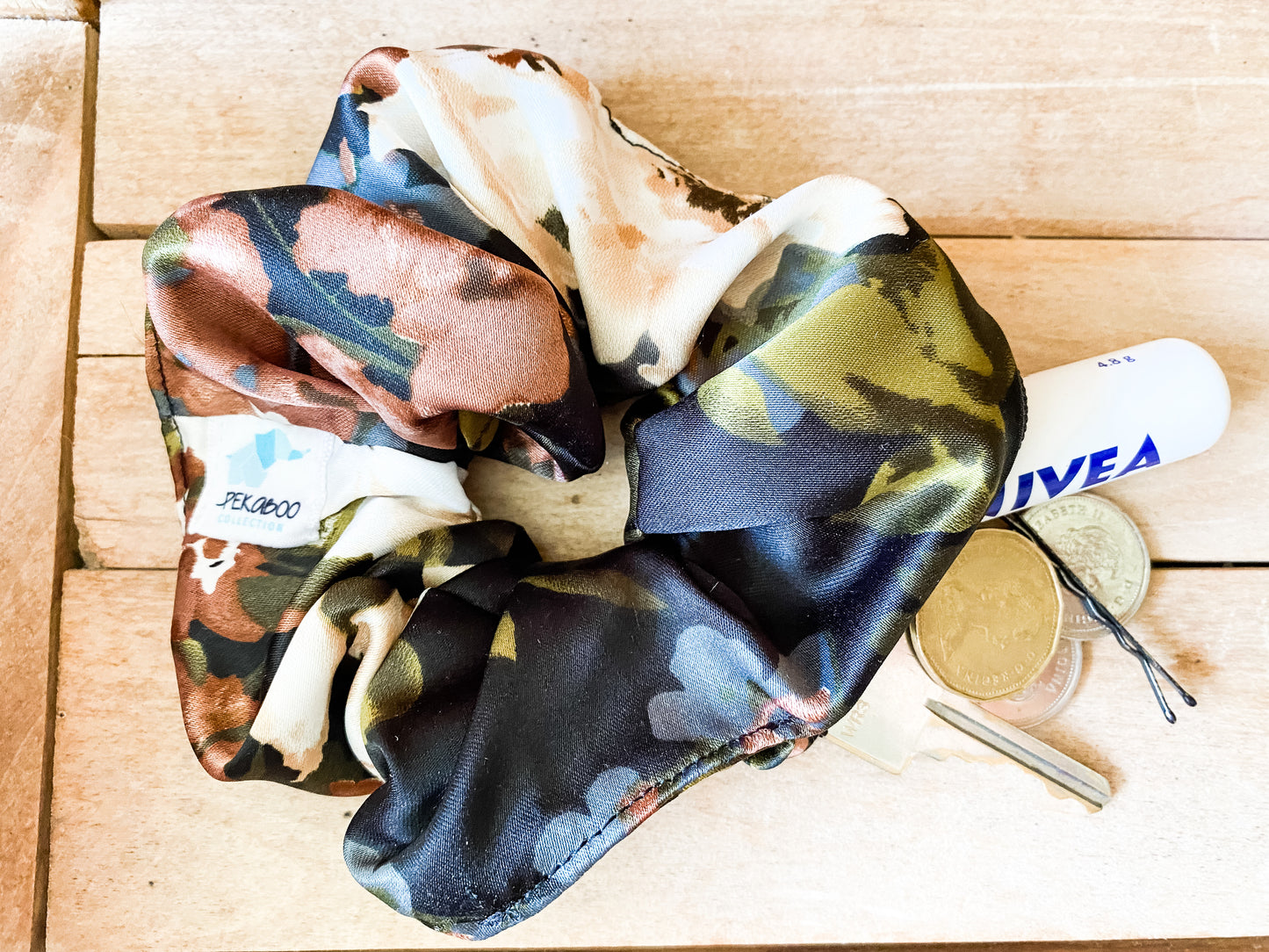 Chouchous à zip pochette - Fleuri noir ocre