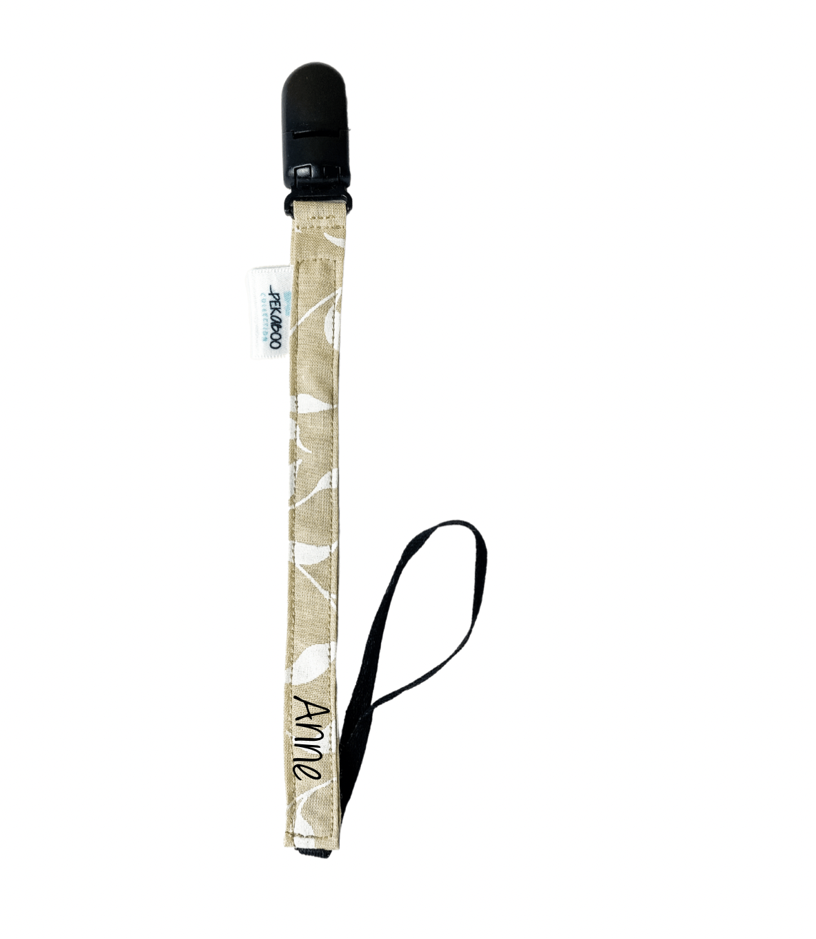 Attache-suce personnalisé - Feuillus beige & blanc (Noir)