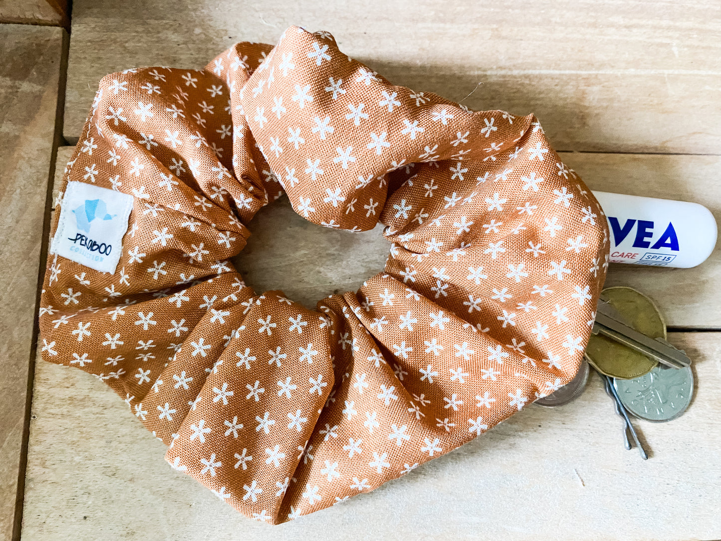 Chouchous à zip pochette - Brun avec motif blancs