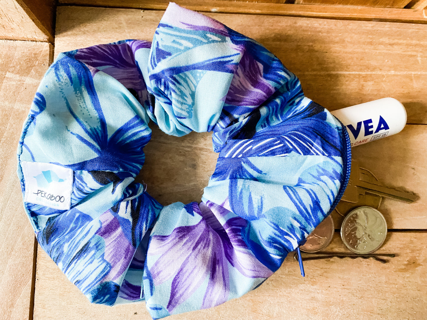 Chouchous à zip pochette - Feuillus bleu