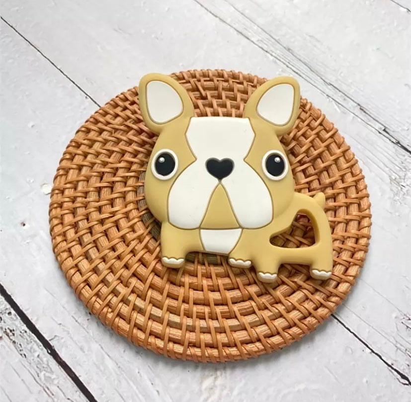 Jouet de dentition - Bouledog blanc et beige