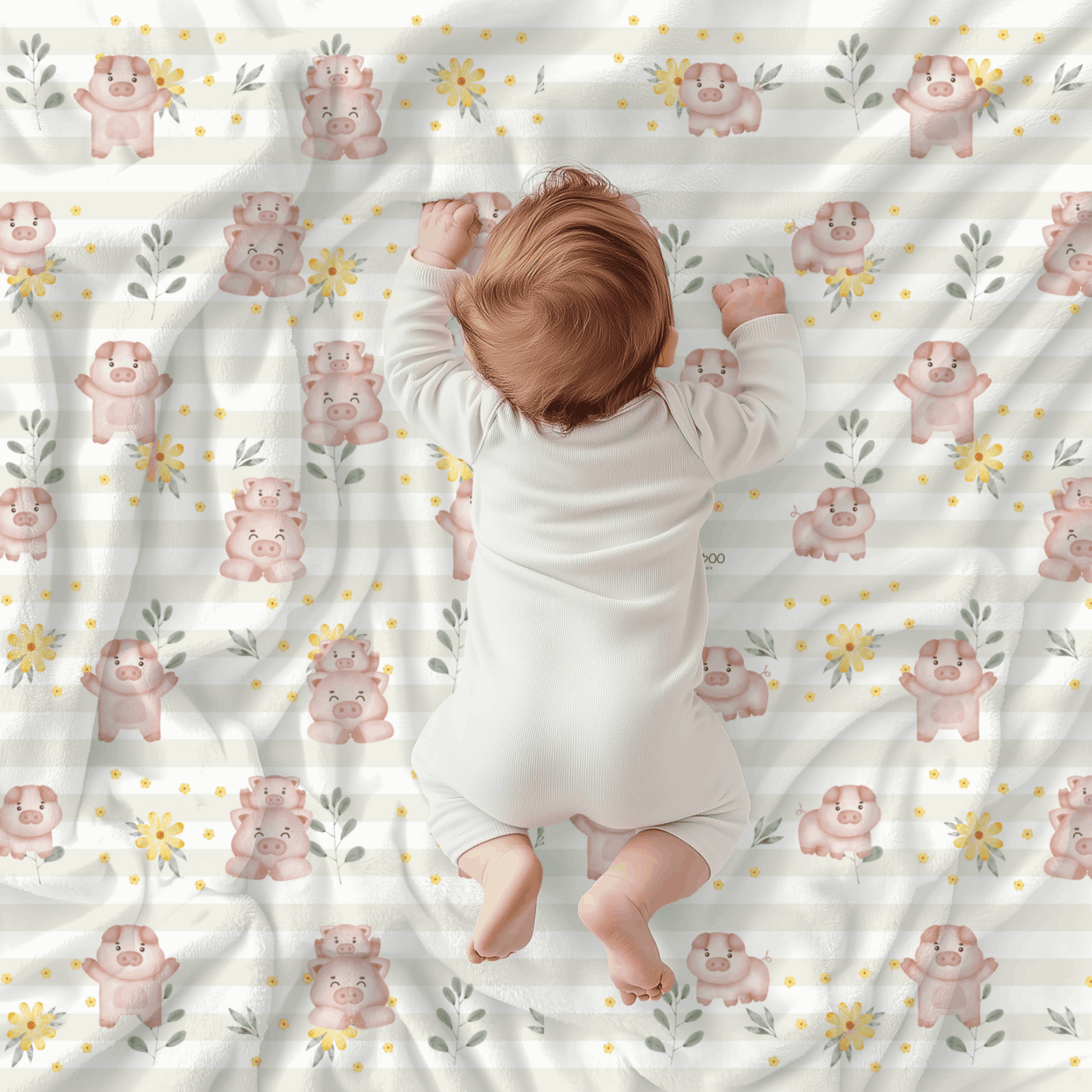 Couverture magiks - Petit cochon rose bold stripes