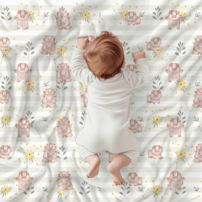 Couverture magiks - Petit cochon rose bold stripes