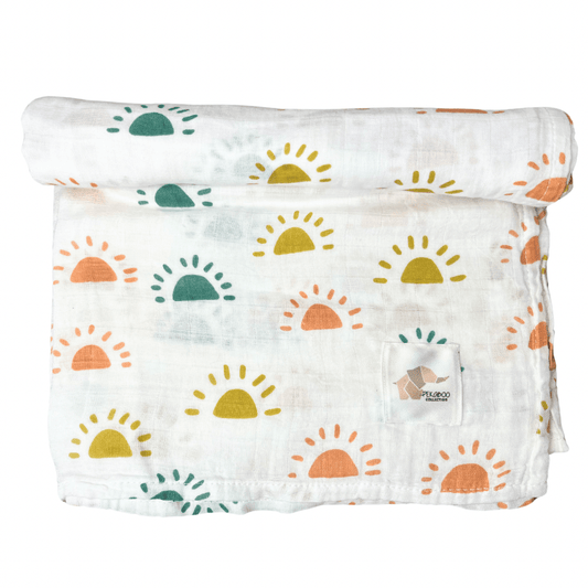 Couverture mousseline de coton - Demi soleil automnale