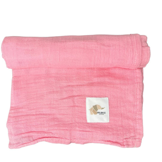 Couverture mousseline de coton - Rose bonbon